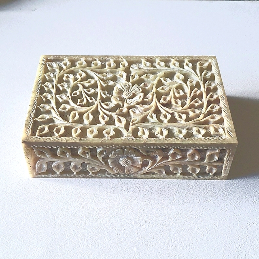Carved Soapstone Hinged Box